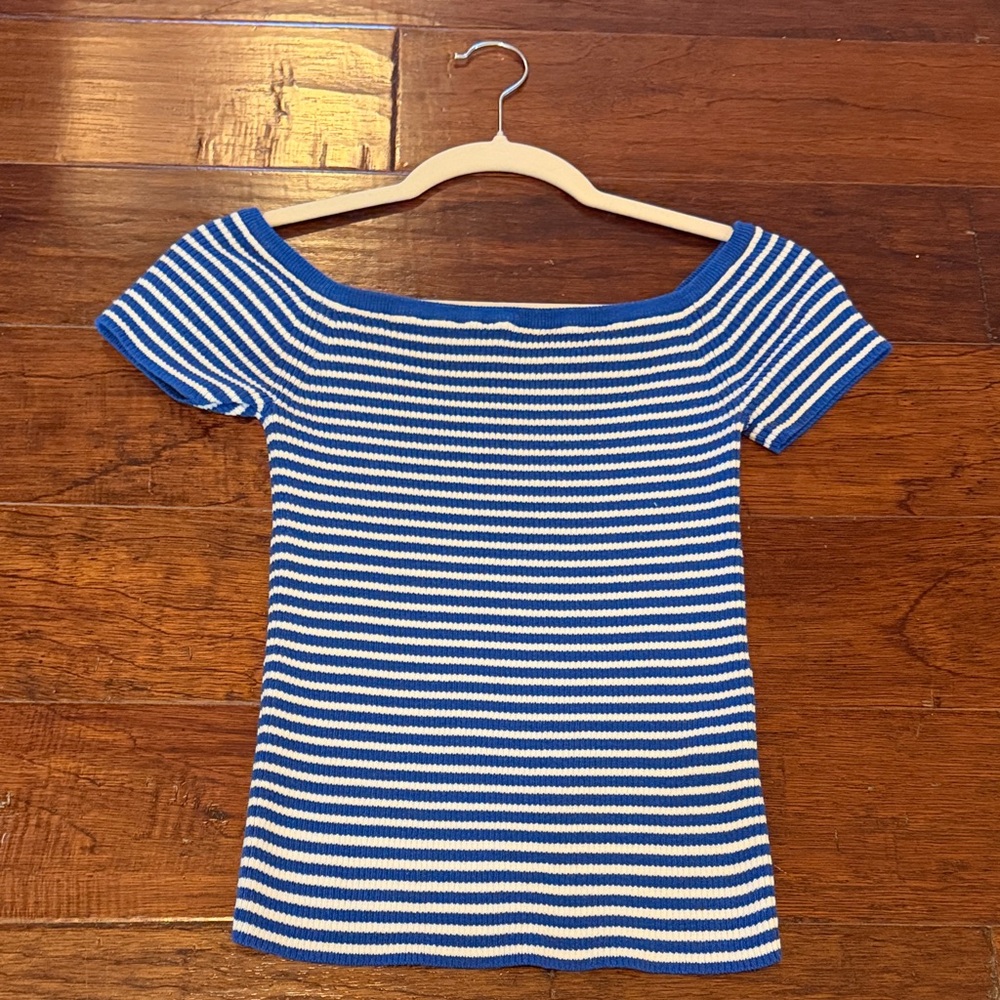 Madewell Blue and White Striped Long Sleeve Top